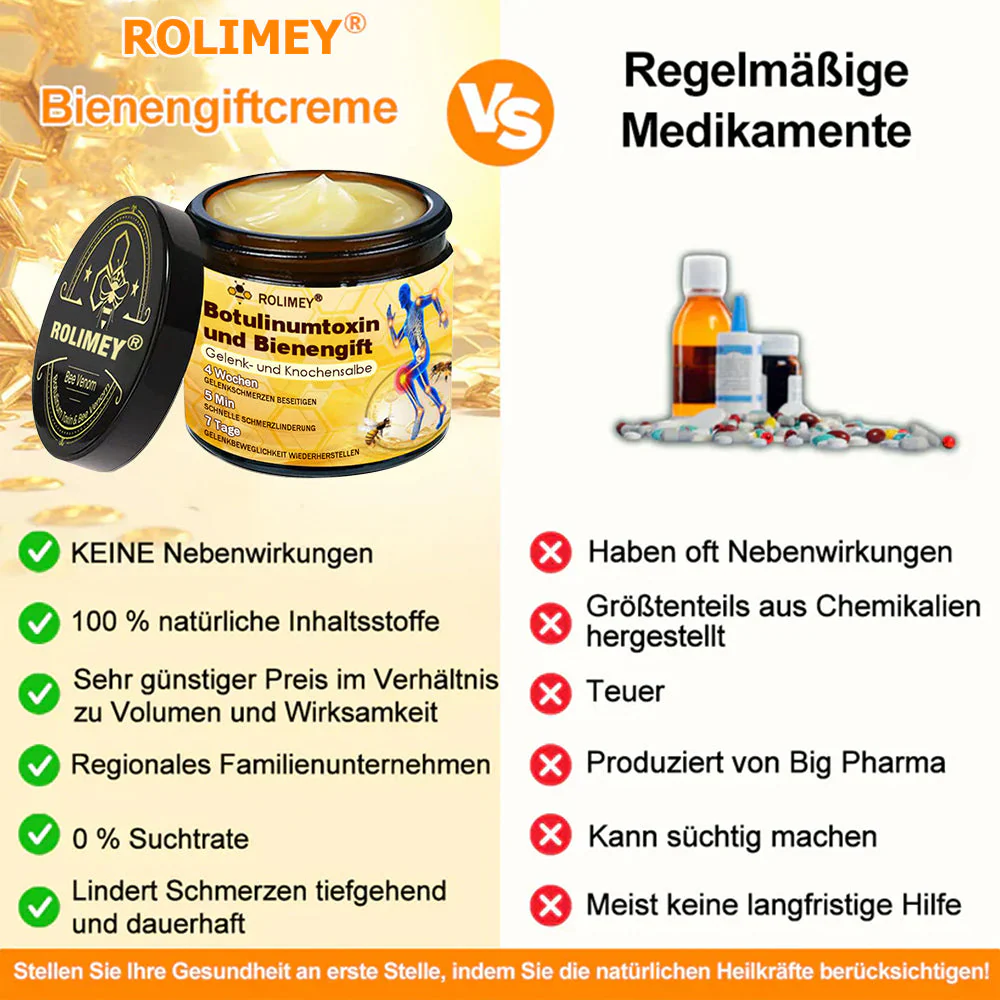 ✅ Offizieller Shop: Rolimey® Bienengift-Schmerzlinderungs Knochenheilungs Creme 👨⚕️(Reduzierung von Gelenkschwellungen, Schmerzen, Steifheit, Rötungen, Wärme, Muskelkater und Gelenkmüdigkeit) - Image 9