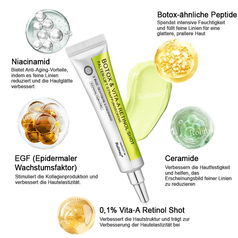 💥Jetzt jugendliche Haut zurückgewinnen 💫Rolimey® Botox & Vita-A Retinol Shot Falten-Lift Straffungscreme - Image 15