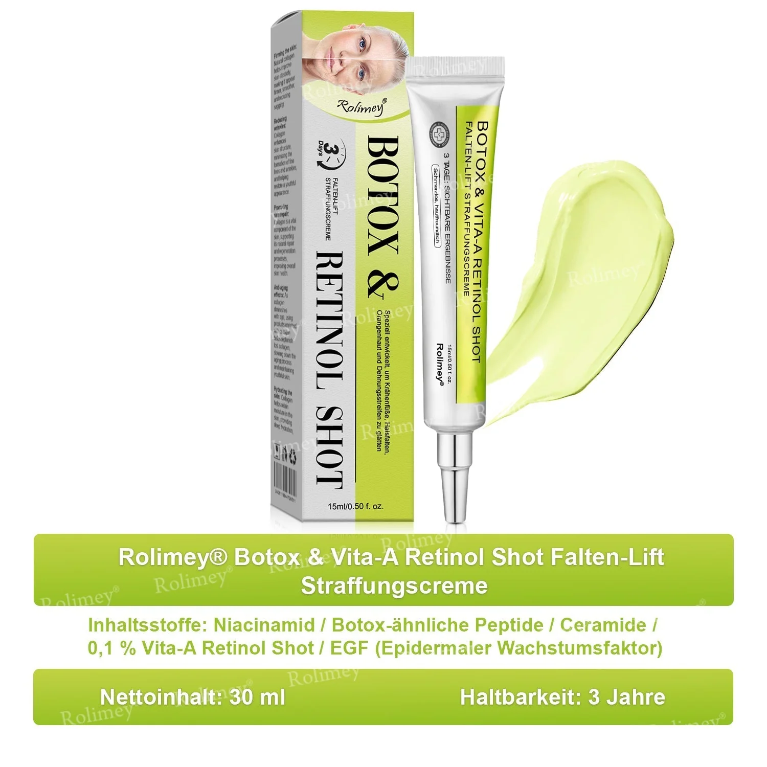 💥Jetzt jugendliche Haut zurückgewinnen 💫Rolimey® Botox & Vita-A Retinol Shot Falten-Lift Straffungscreme - Image 18