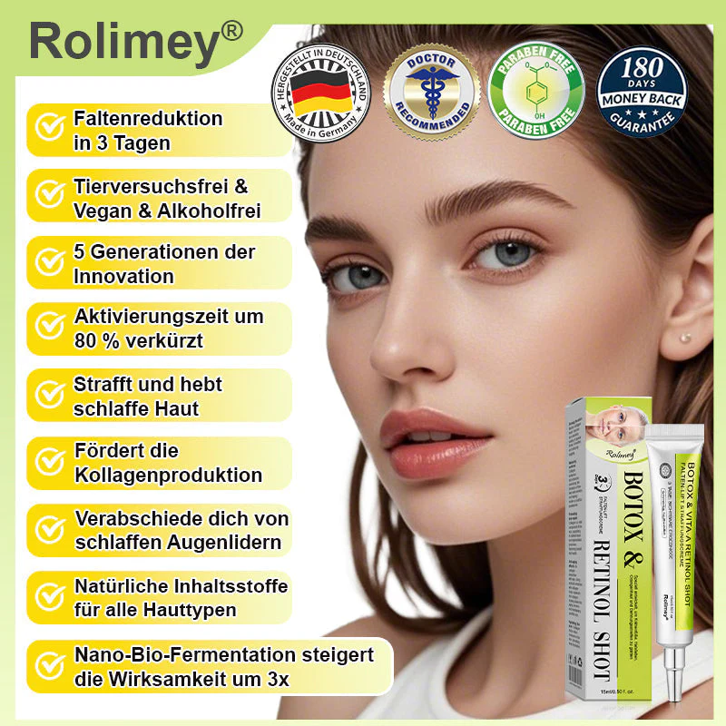 💥Jetzt jugendliche Haut zurückgewinnen 💫Rolimey® Botox & Vita-A Retinol Shot Falten-Lift Straffungscreme - Image 3